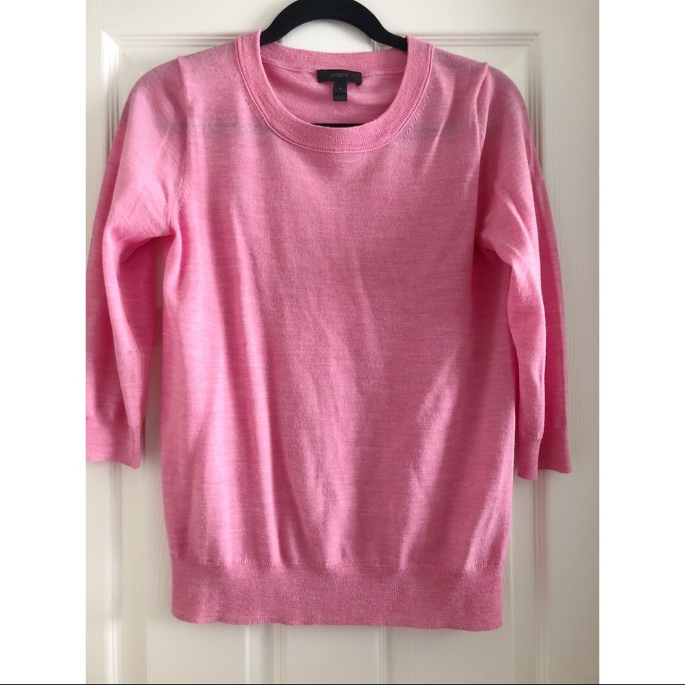 J Crew Pink 3/4 Sleeve Sweater Size Small